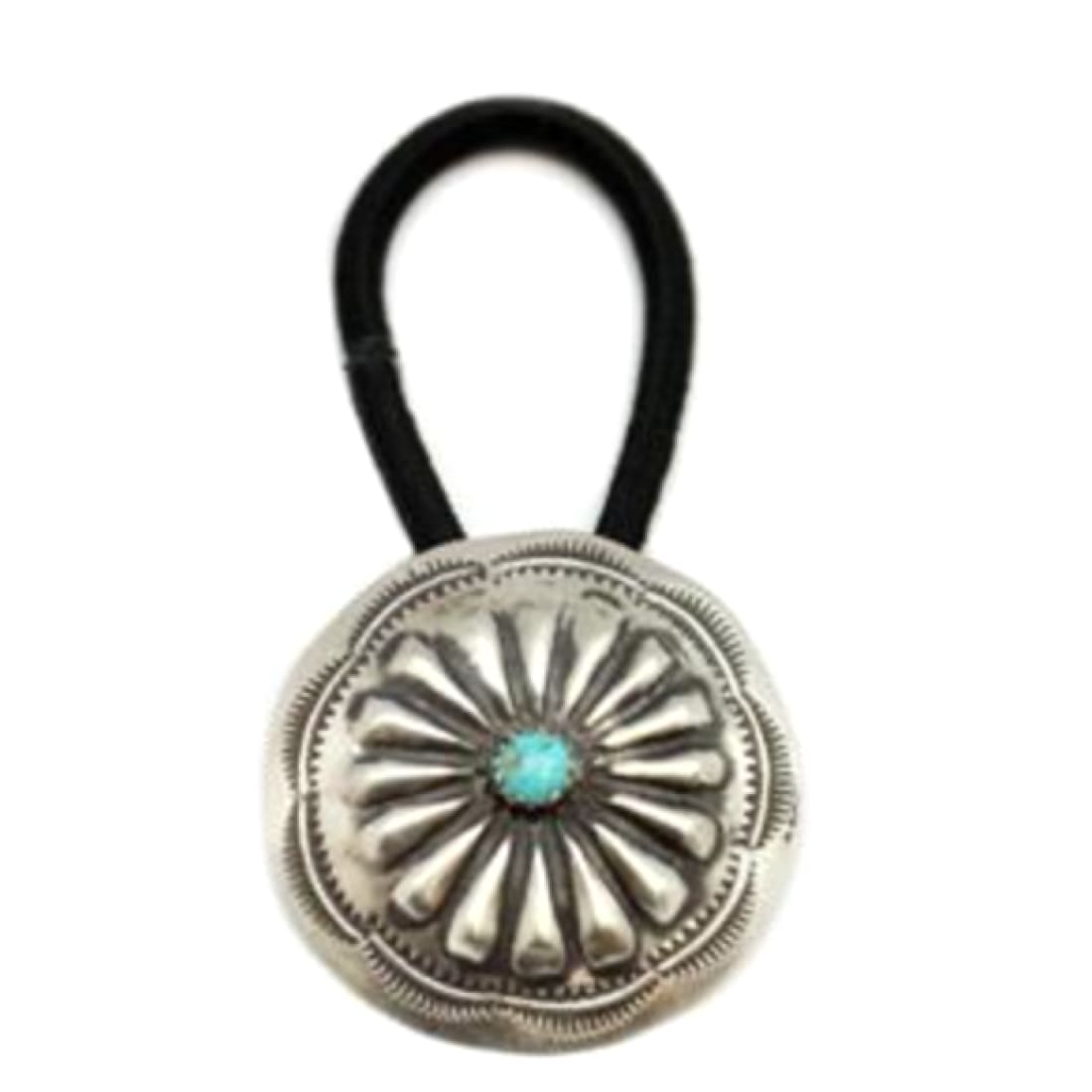 Navajo Sterling Silver Turquoise Concho Hair Tie by A. Soce
