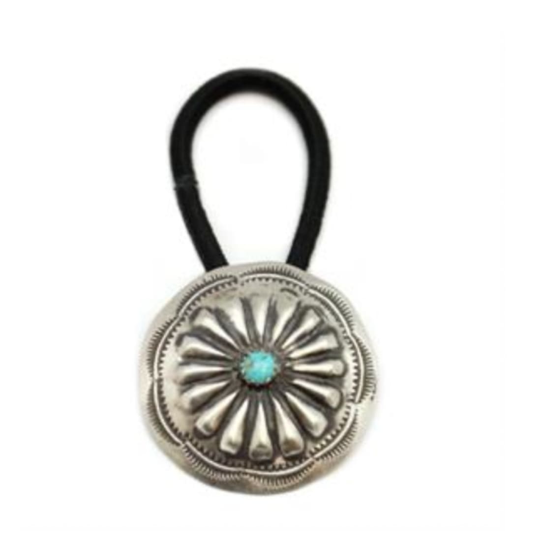 Navajo Sterling Silver Turquoise Concho Hair Tie by A. Soce