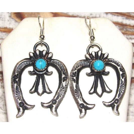 Navajo Sterling Turquoise Naja Earrings Kevin Billah Native American Handmade