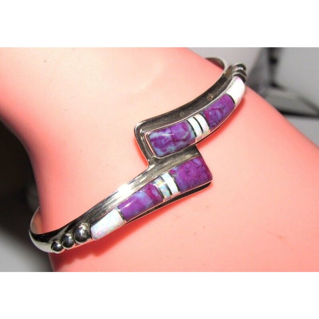 Navajo Sugilite Opal Bracelet Inlay Sterling Silver Native