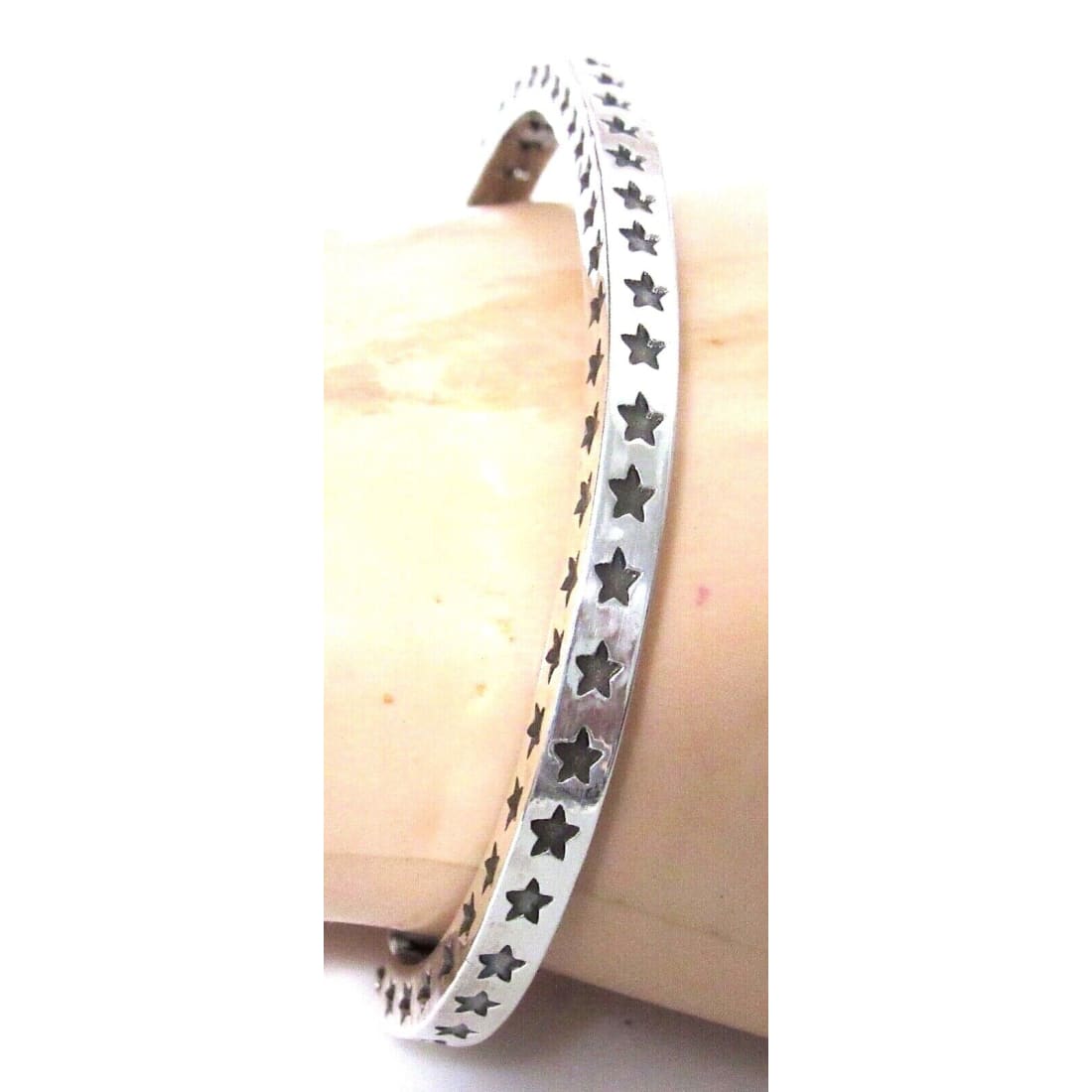 Navajo SUNSHINE REEVES Hand Stamped Star Double Sided Stacker Cuff Bracelet Native American