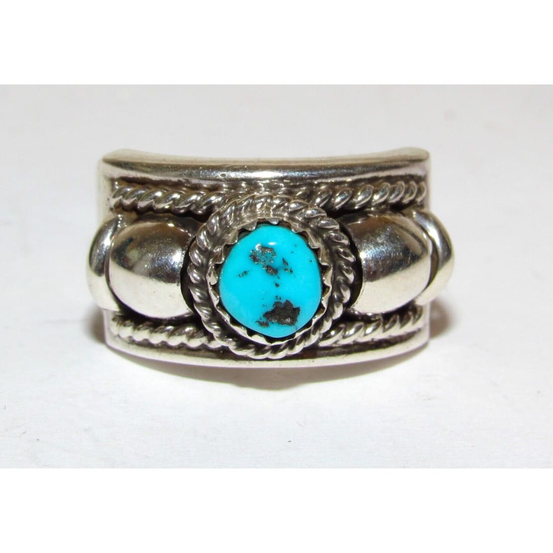 Navajo Thomas Charley Kingman Turquoise Ring Sz 7 Sterling