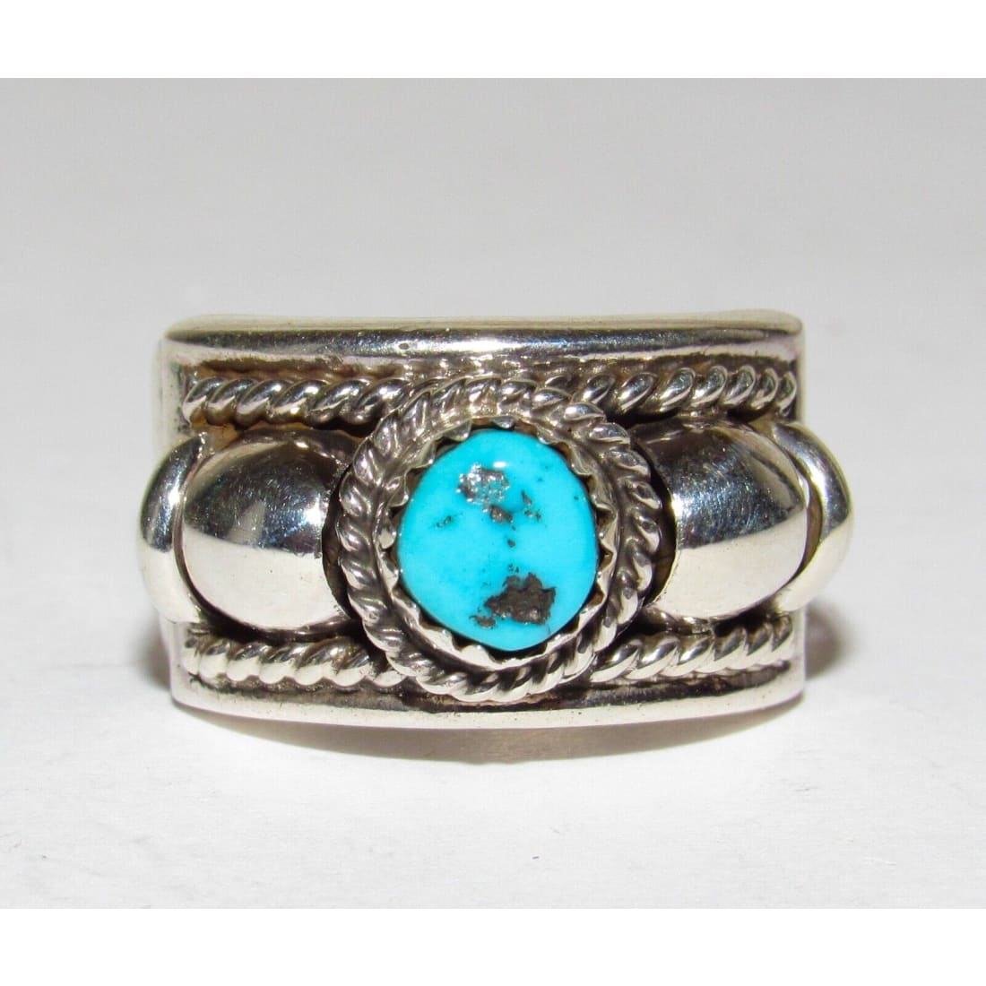 Navajo Thomas Charley Kingman Turquoise Ring Sz 7 Sterling