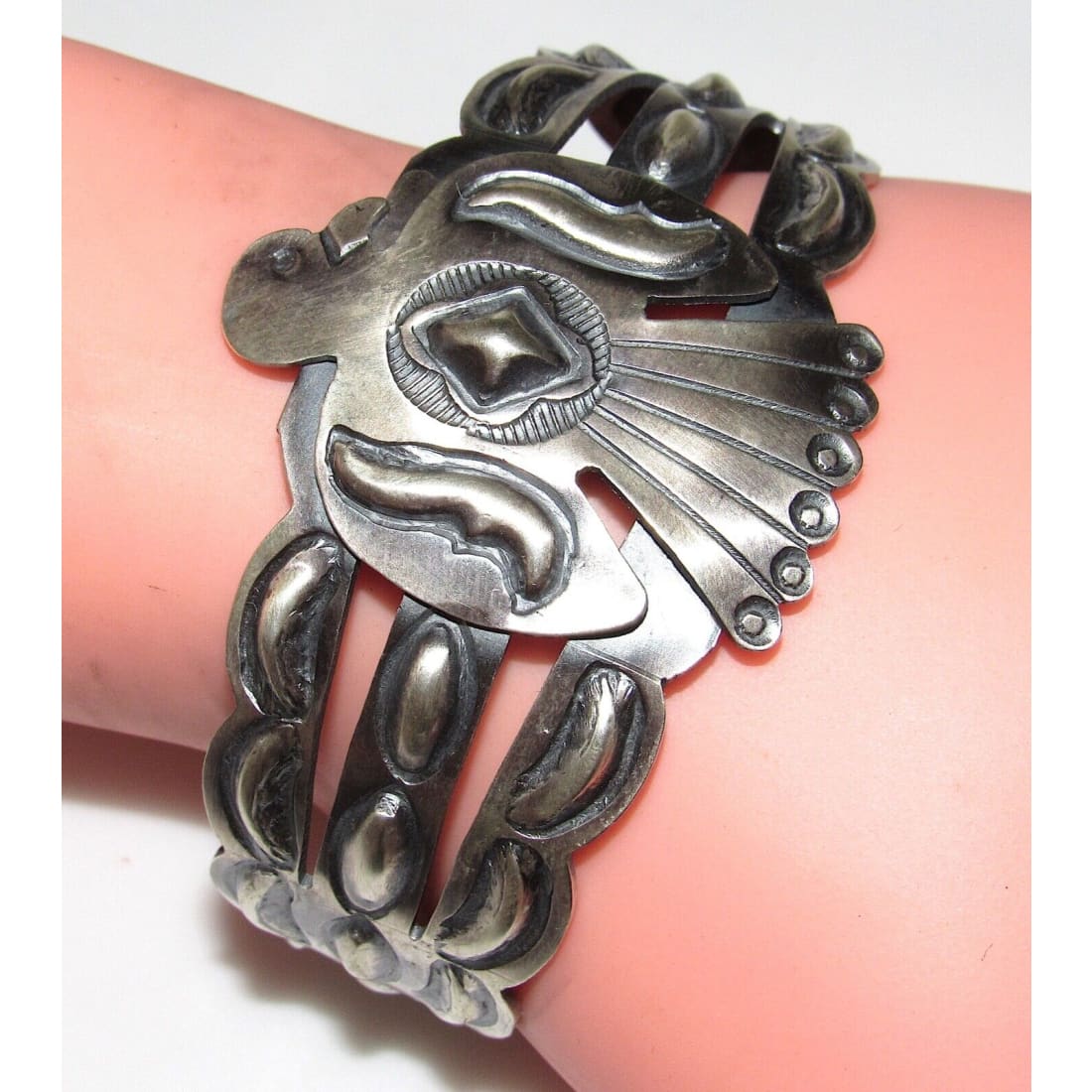 Navajo Thunderbird Cuff Bracelet Sterling Silver Native