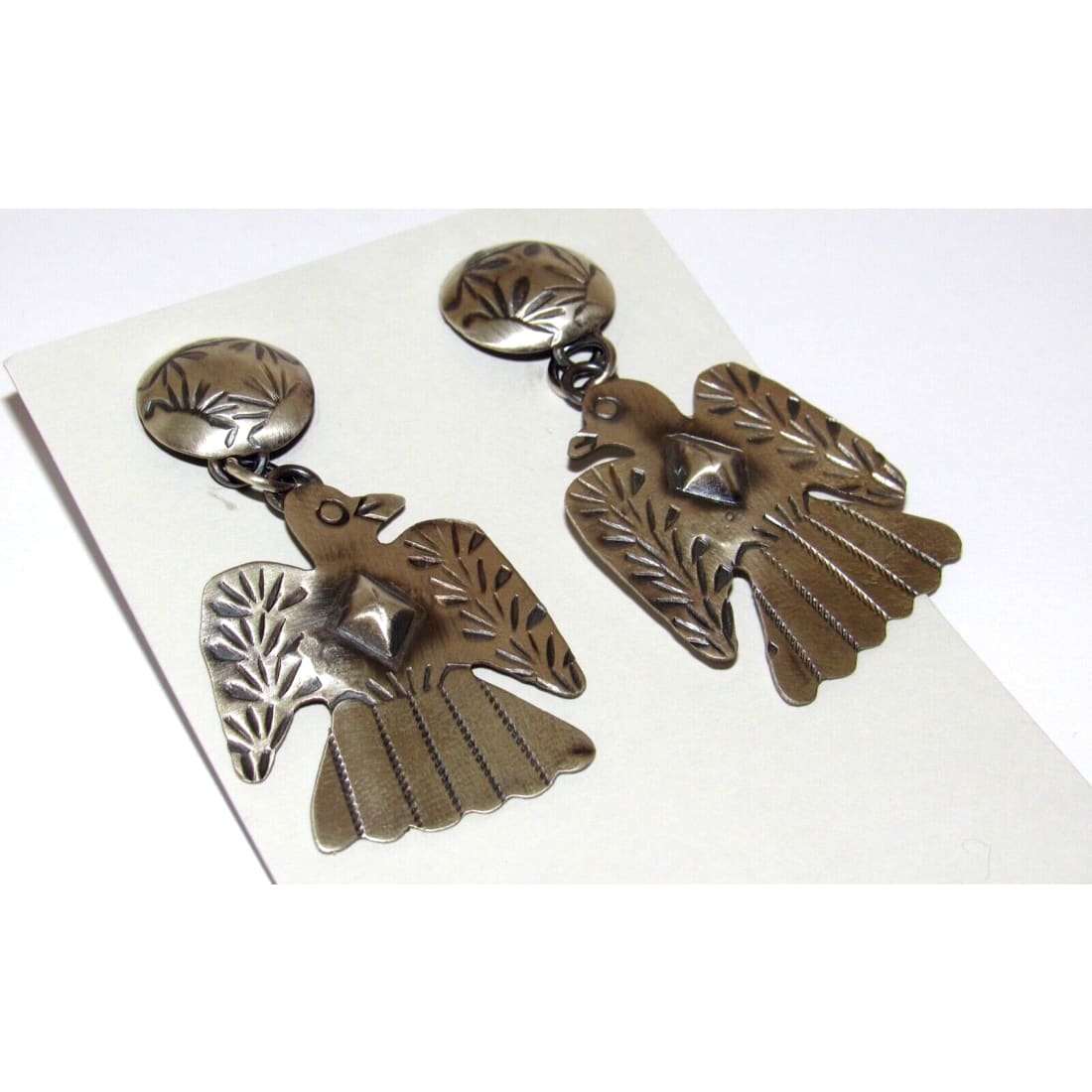 Navajo Thunderbird Dangle Earrings Sterling Silver T. Yazzie
