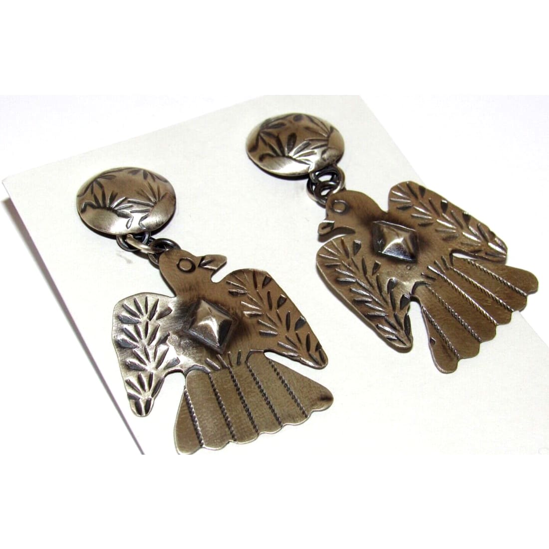 Navajo Thunderbird Dangle Earrings Sterling Silver T. Yazzie