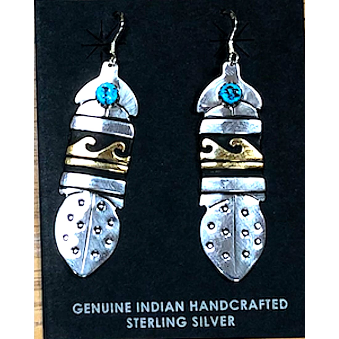 Navajo Tommy Singer Earrings Feather Design Sterling 12K