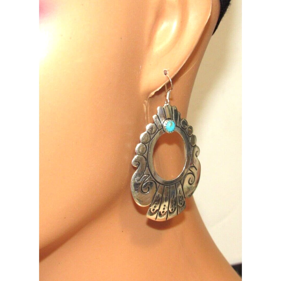 Navajo Tommy Singer Earrings Sterling Silver Turquoise