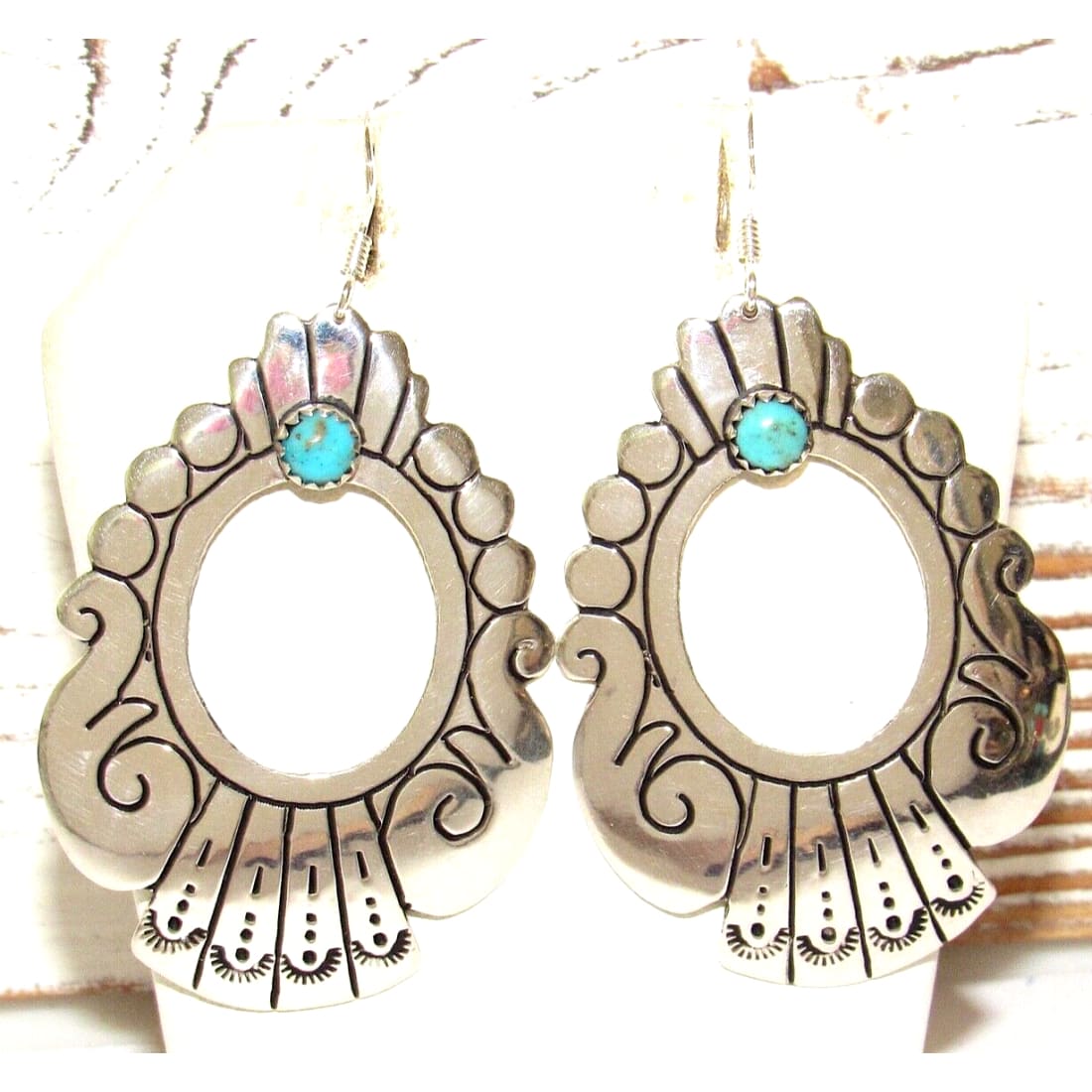 Navajo Tommy Singer Earrings Sterling Silver Turquoise
