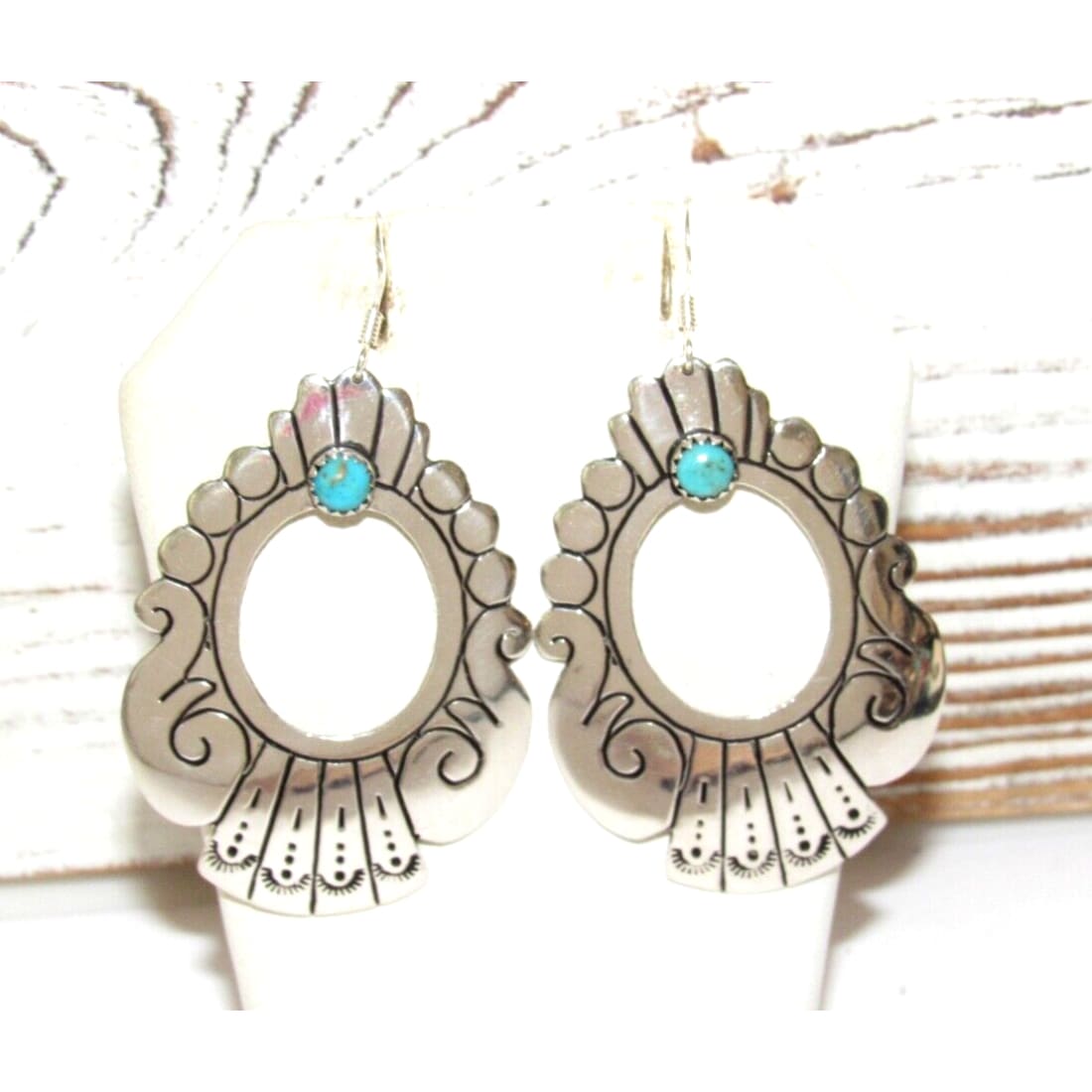 Navajo Tommy Singer Earrings Sterling Silver Turquoise