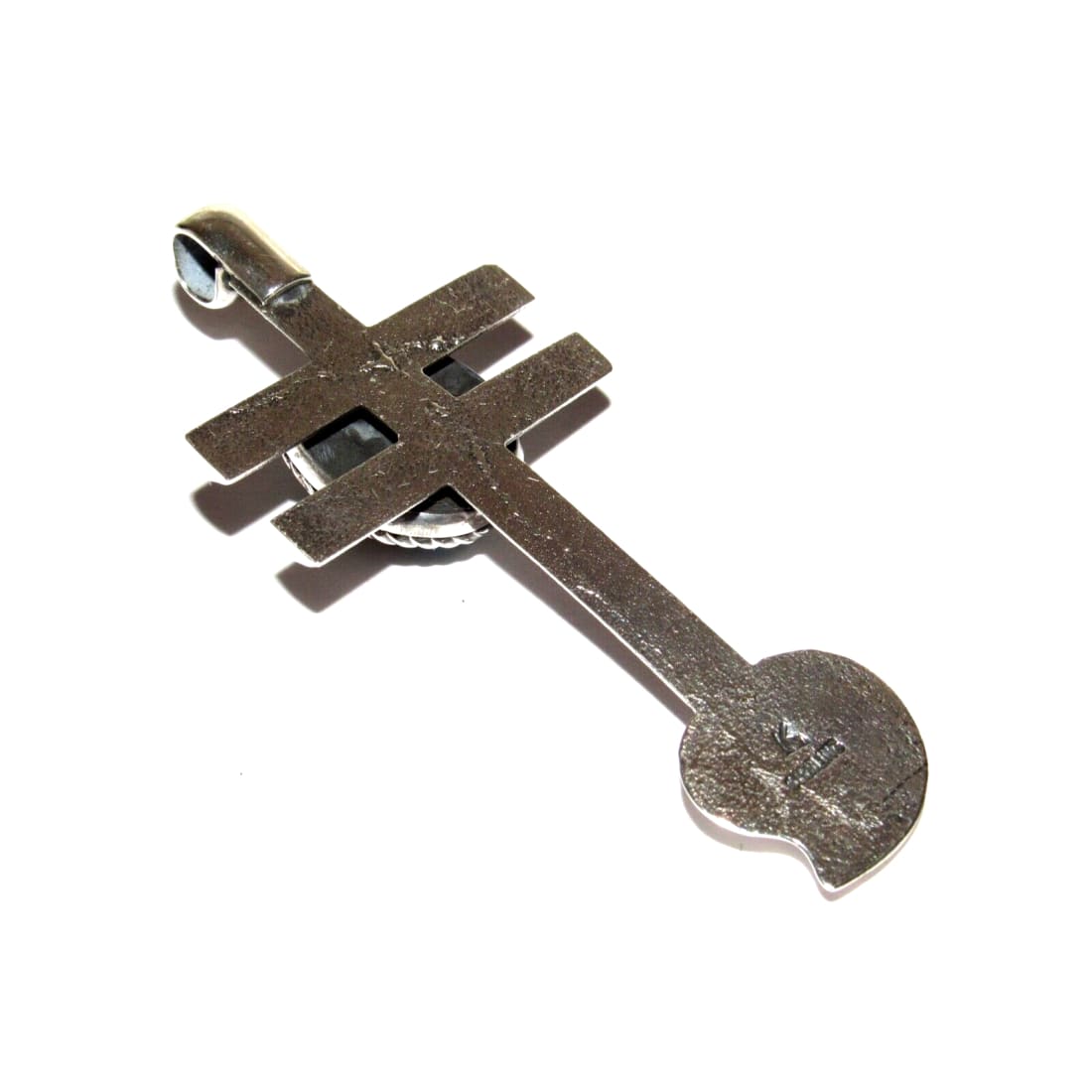 Navajo Tufa Cast Sterling Dragonfly Cross Pendant w Heart