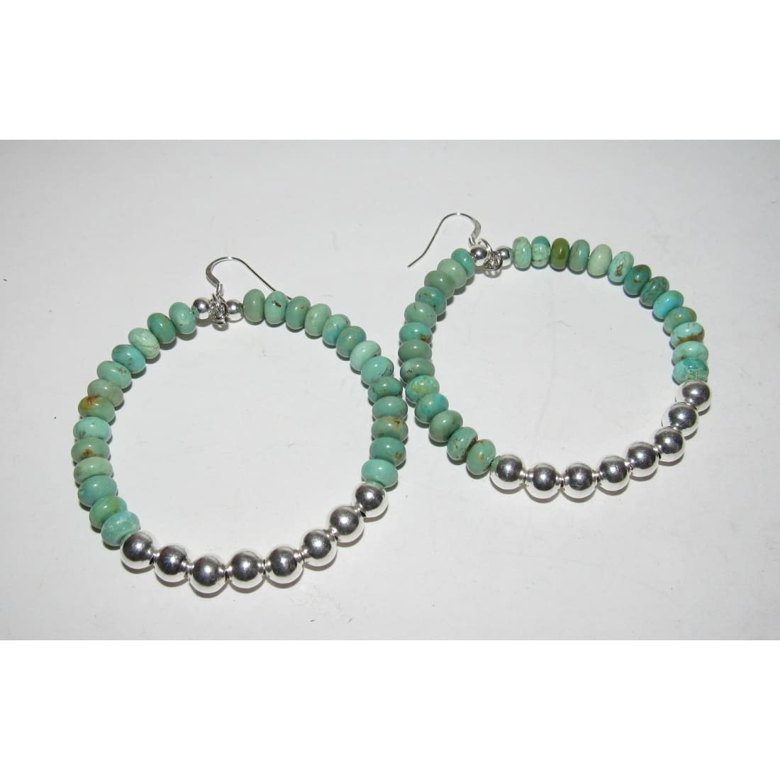 Navajo Turquoise Beaded Earrings Turquoise Sterling Silver Navajo Pearls Beaded Hoop Earrings Native American The Southwestern Style Gallery