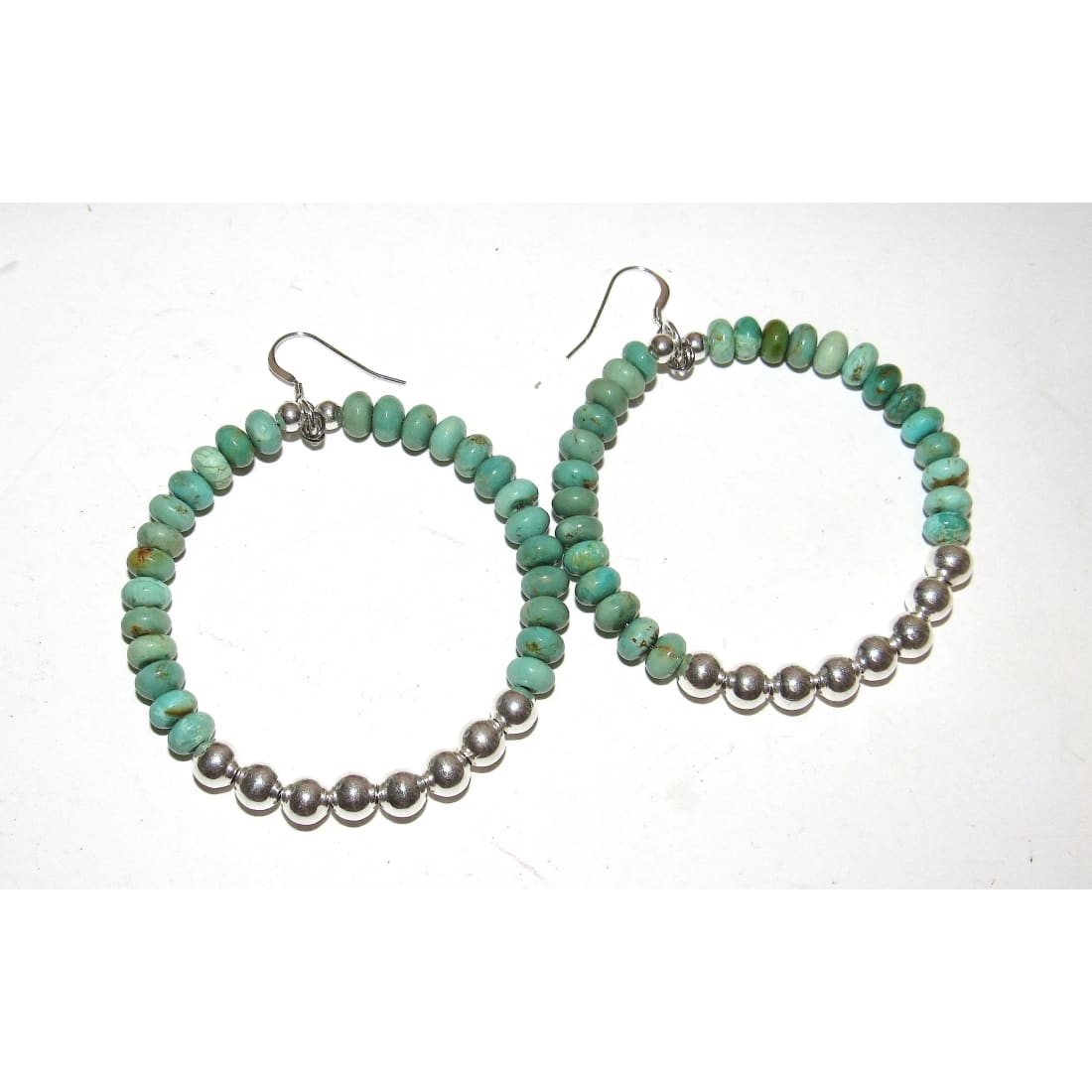 Navajo Turquoise Beaded Earrings Turquoise Sterling Silver Navajo Pearls Beaded Hoop Earrings Native American The Southwestern Style Gallery