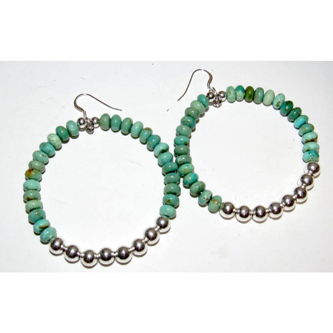 Navajo Turquoise Beaded Earrings Turquoise Sterling Silver Navajo Pearls Beaded Hoop Earrings Native American The Southwestern Style Gallery
