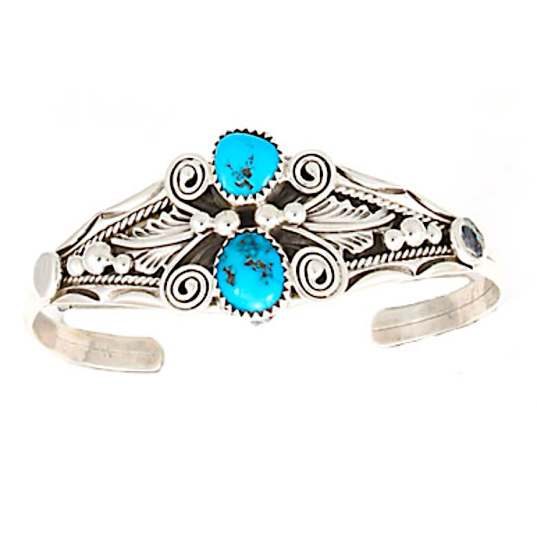 Navajo Turquoise Butterfly Cuff Bracelet Sterling Silver L.