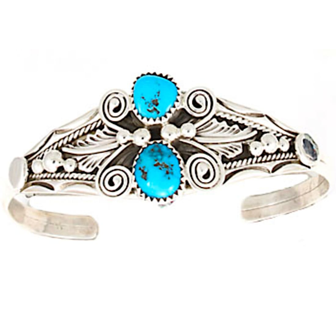 Navajo Turquoise Butterfly Cuff Bracelet Sterling Silver L.