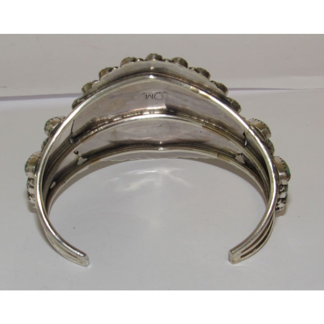 Navajo Turquoise Cluster Cuff Bracelet Sterling Silver