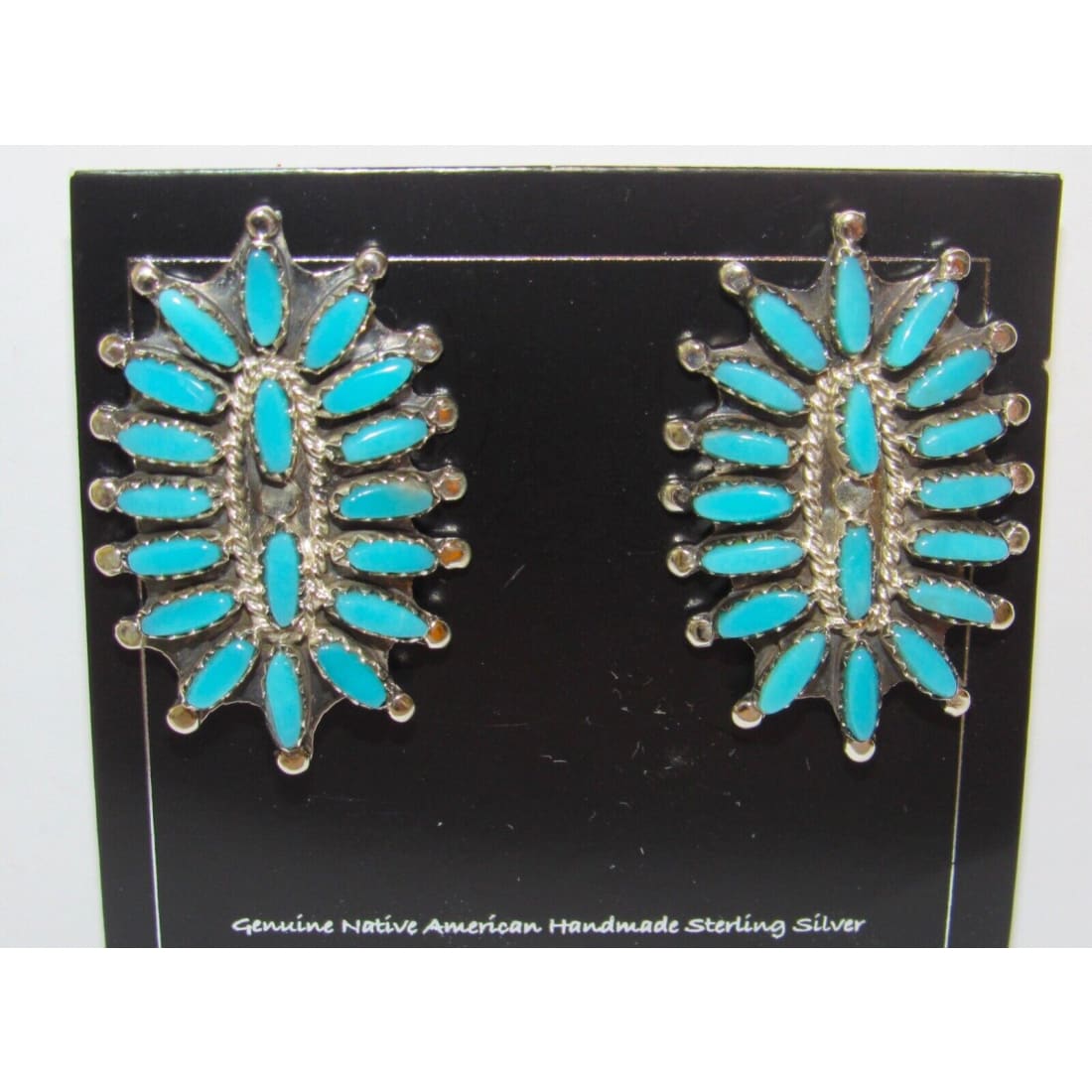 Navajo Turquoise Cluster Post Earrings Sterling Silver