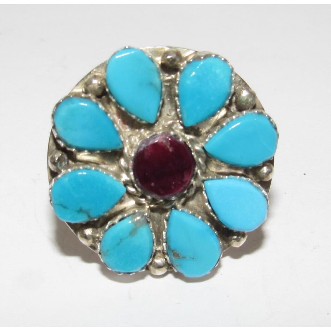 Navajo Turquoise Cluster Ring Sz 9.5 Purple Spiny Oyster