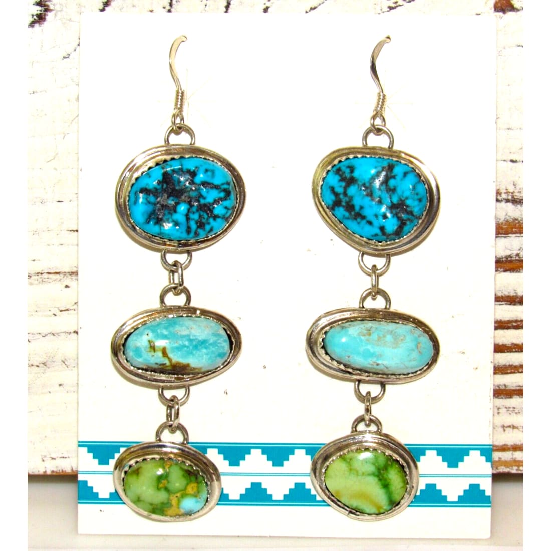 Navajo Turquoise Dangle Earrings Kingman Royston Sonoran