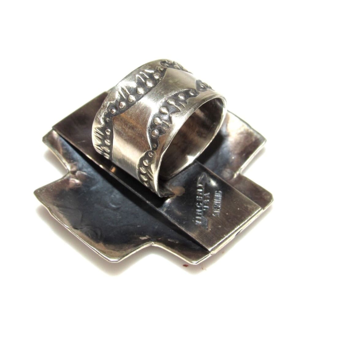 Navajo Vince Platero Concho Cross Adjustable Ring Native