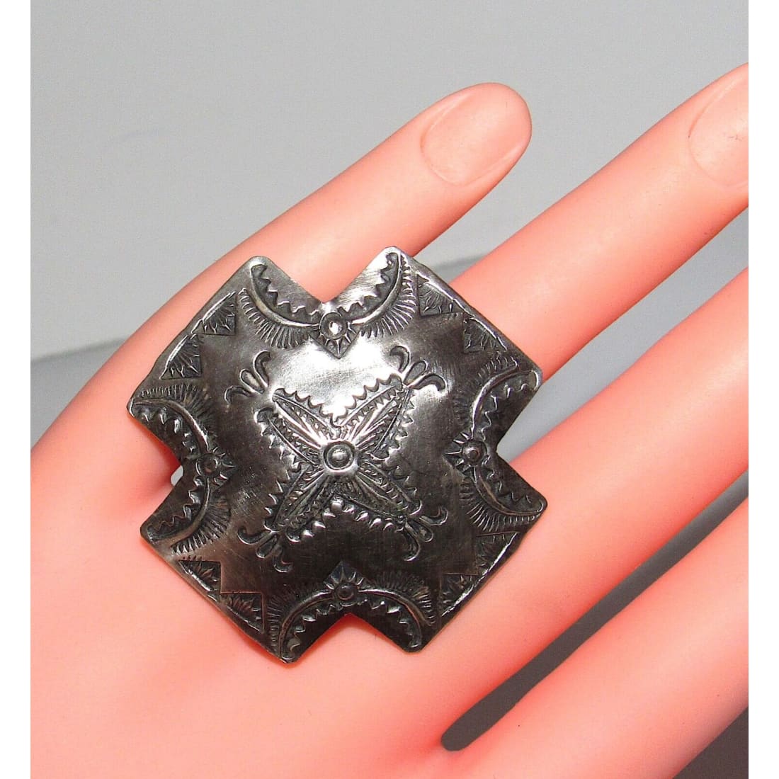 Navajo Vince Platero Concho Cross Adjustable Ring Native
