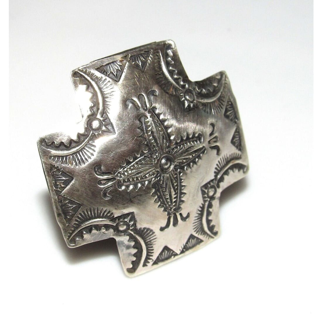 Navajo Vince Platero Concho Cross Adjustable Ring Native