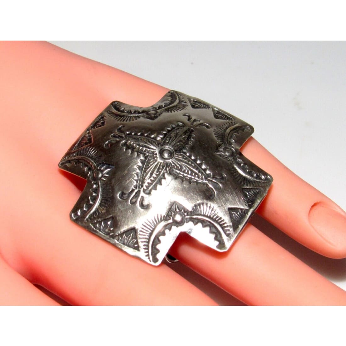 Navajo Vince Platero Concho Cross Adjustable Ring Native