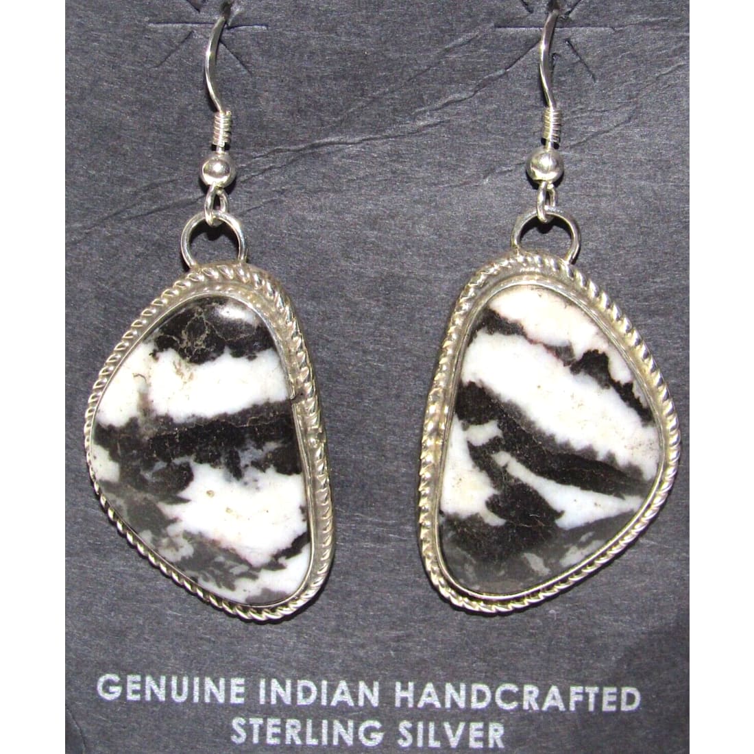 Navajo White Buffalo Earrings Sterling Silver Dangles M.