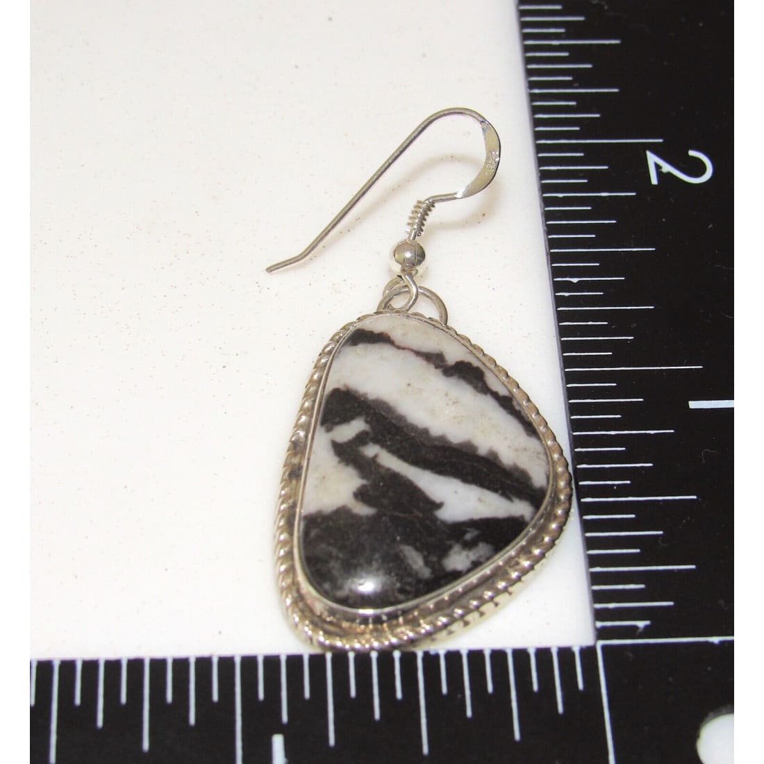Navajo White Buffalo Earrings Sterling Silver Dangles M.