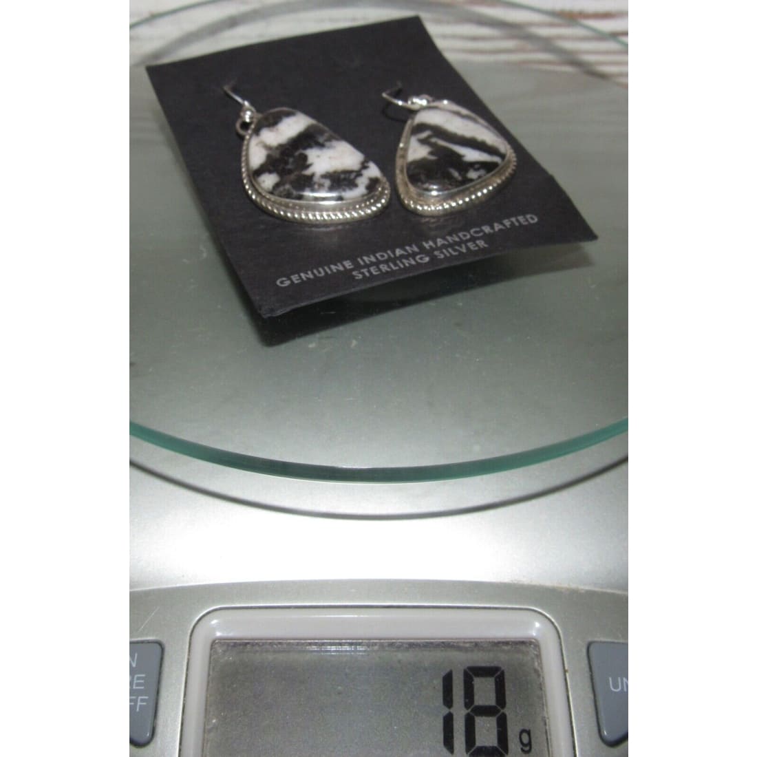 Navajo White Buffalo Earrings Sterling Silver Dangles M.