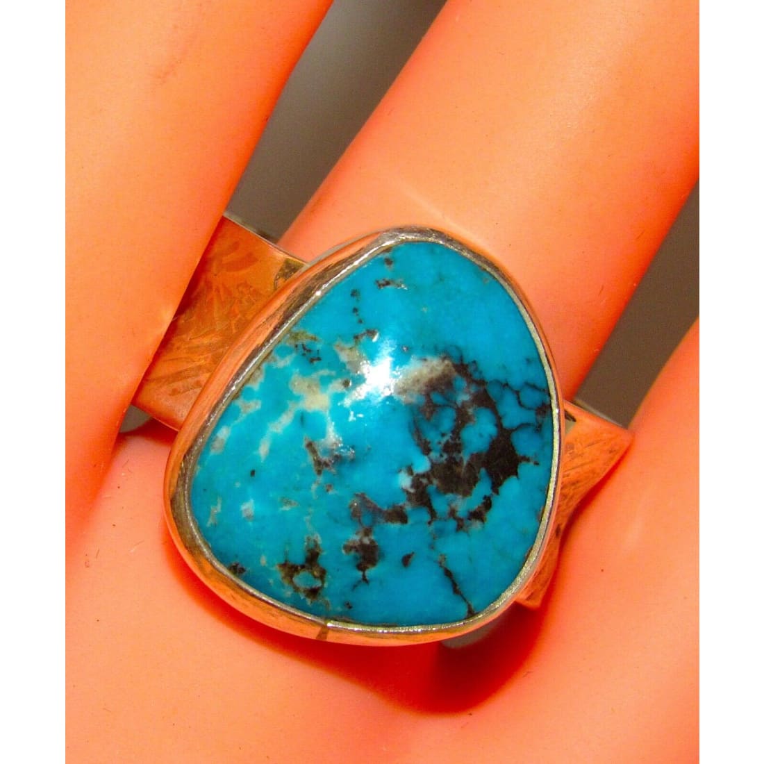 Navajo White Water Mine Turquoise Ring Size 13 Sterling