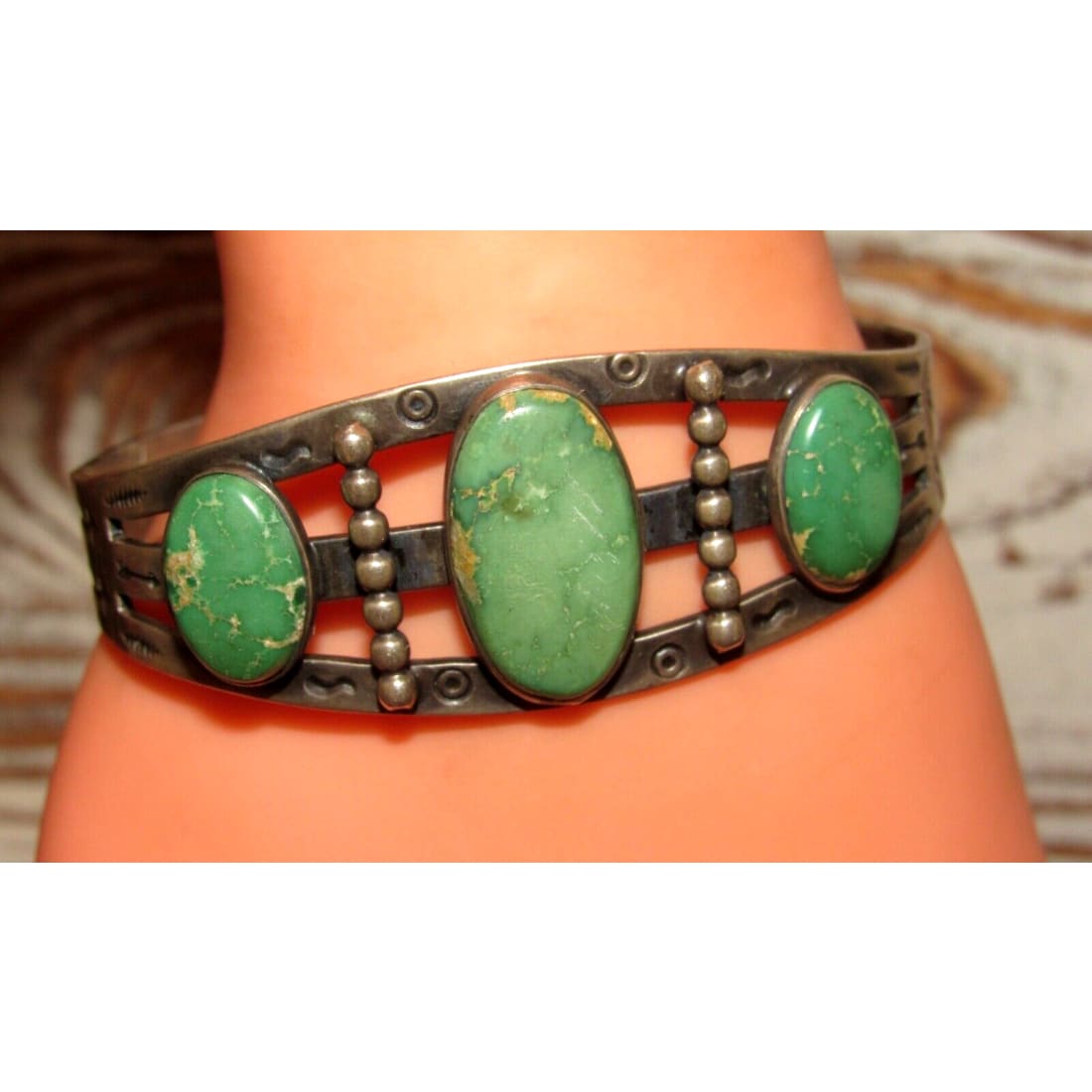 Old Pawn Navajo Cerrillos Turquoise Cuff Bracelet Ingot