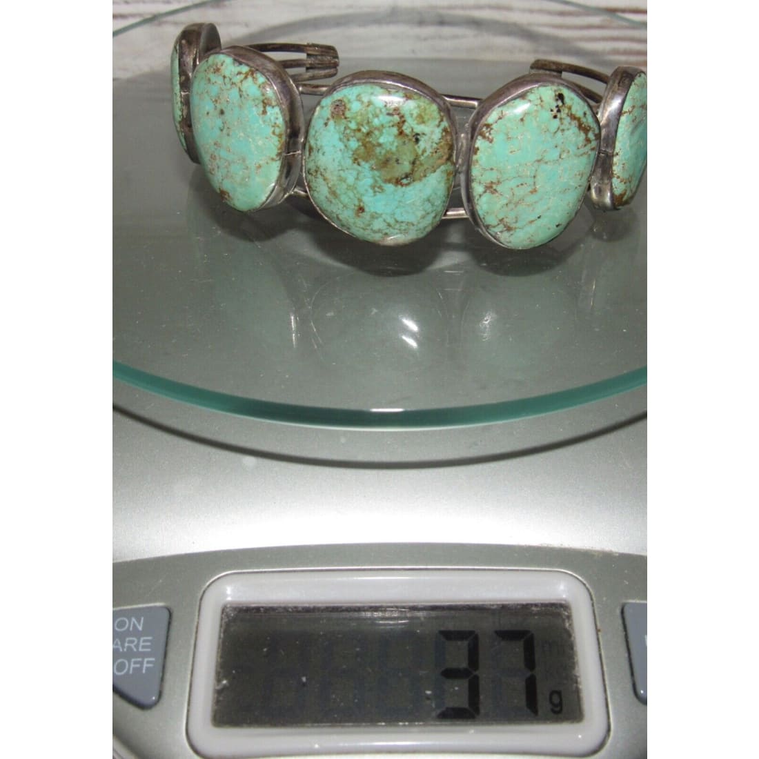 Old Pawn Navajo Cerrillos Turquoise Cuff Bracelet Sterling