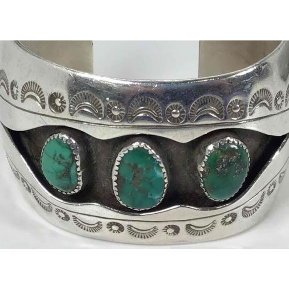 Old Pawn Navajo Cerrillos Turquoise Cuff Bracelet Sterling