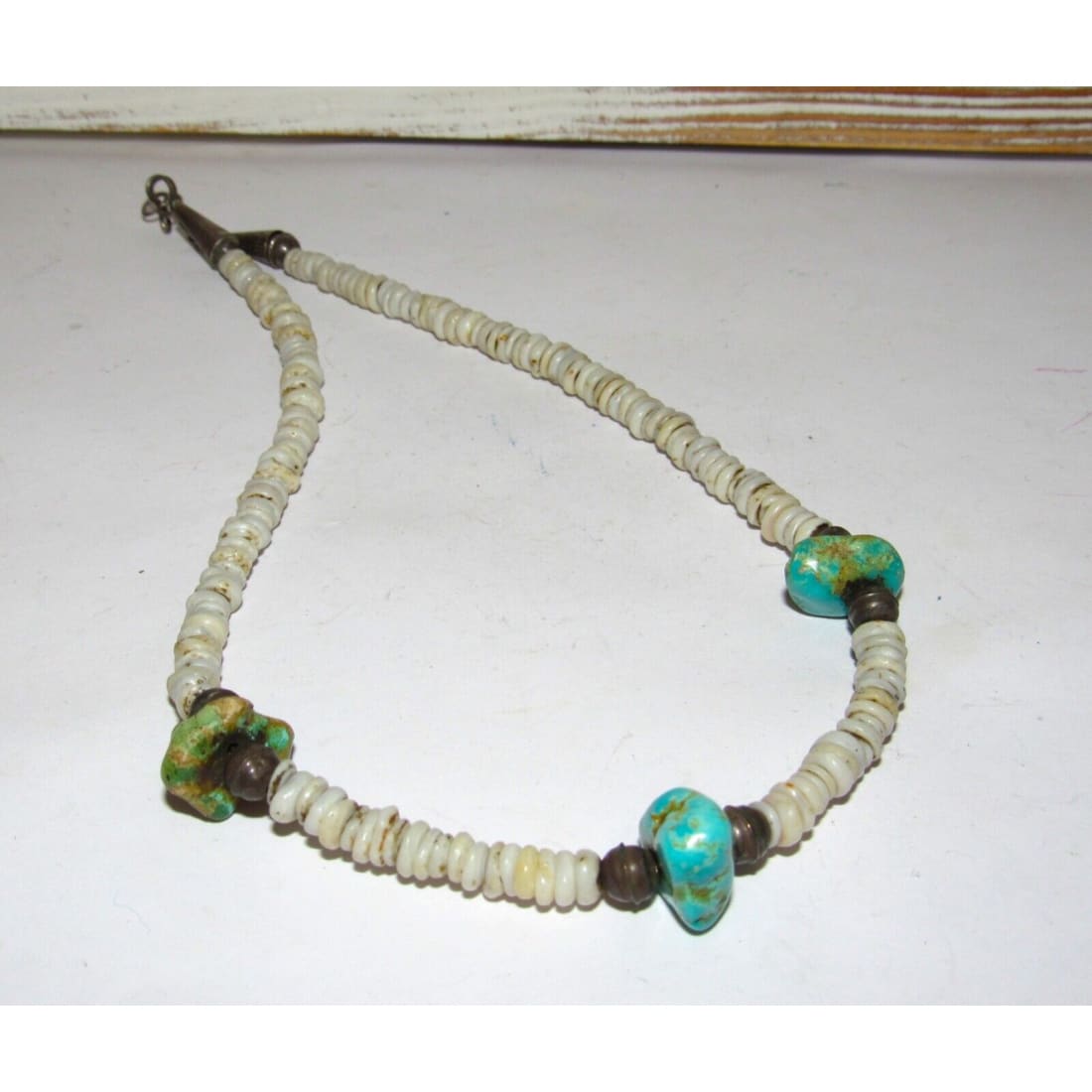 Old Pawn Navajo Heishi Choker Necklace Turquoise Nugget
