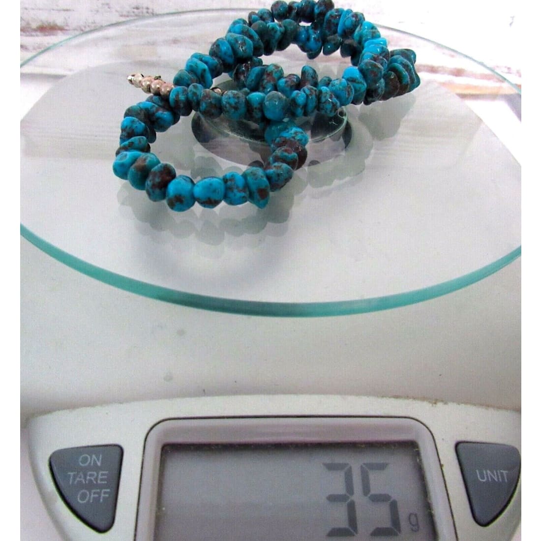 Old Pawn Navajo Morenci Turquoise Heishi Necklace Choker 17