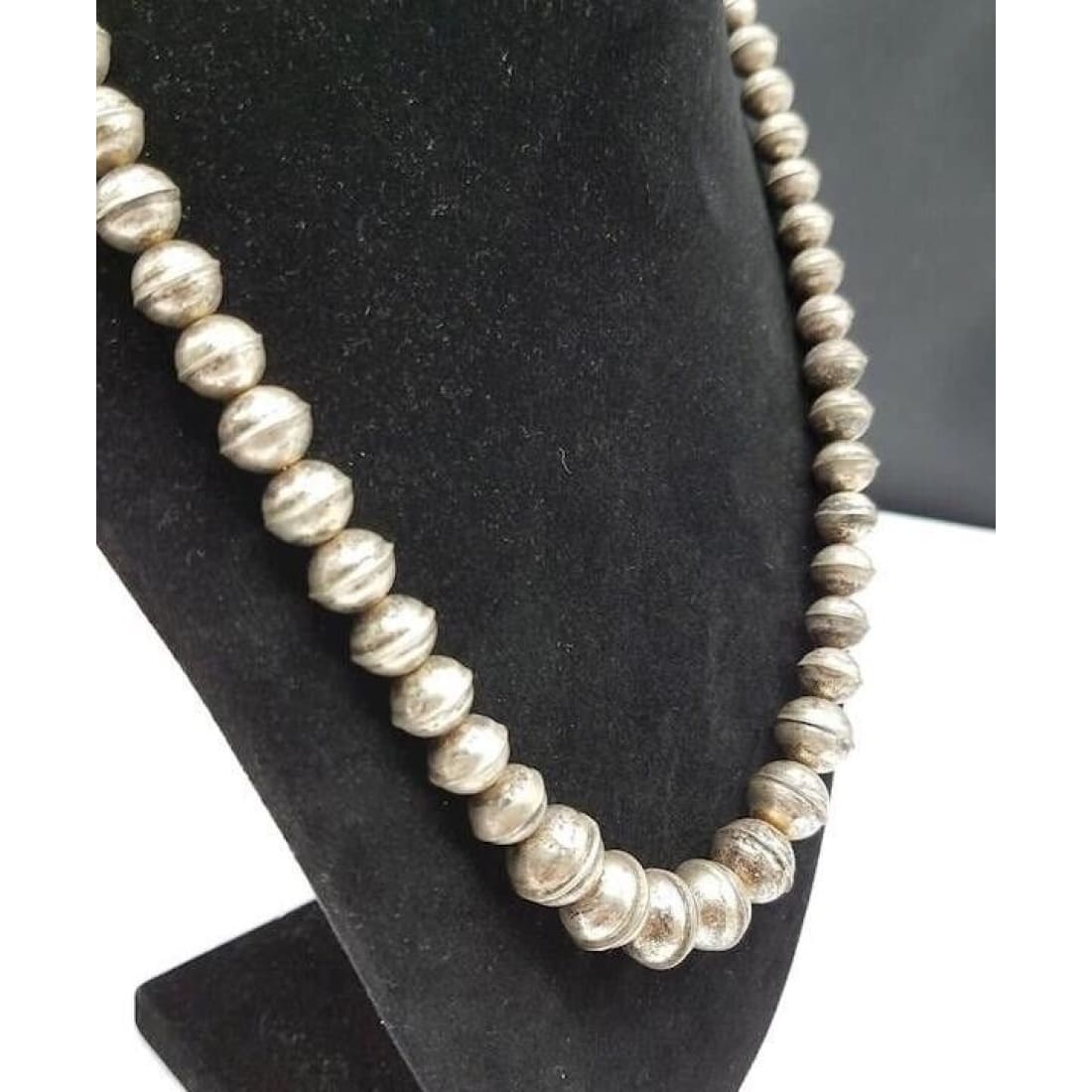 Old Pawn Navajo Pearls Necklace Graduated Beads Sterling