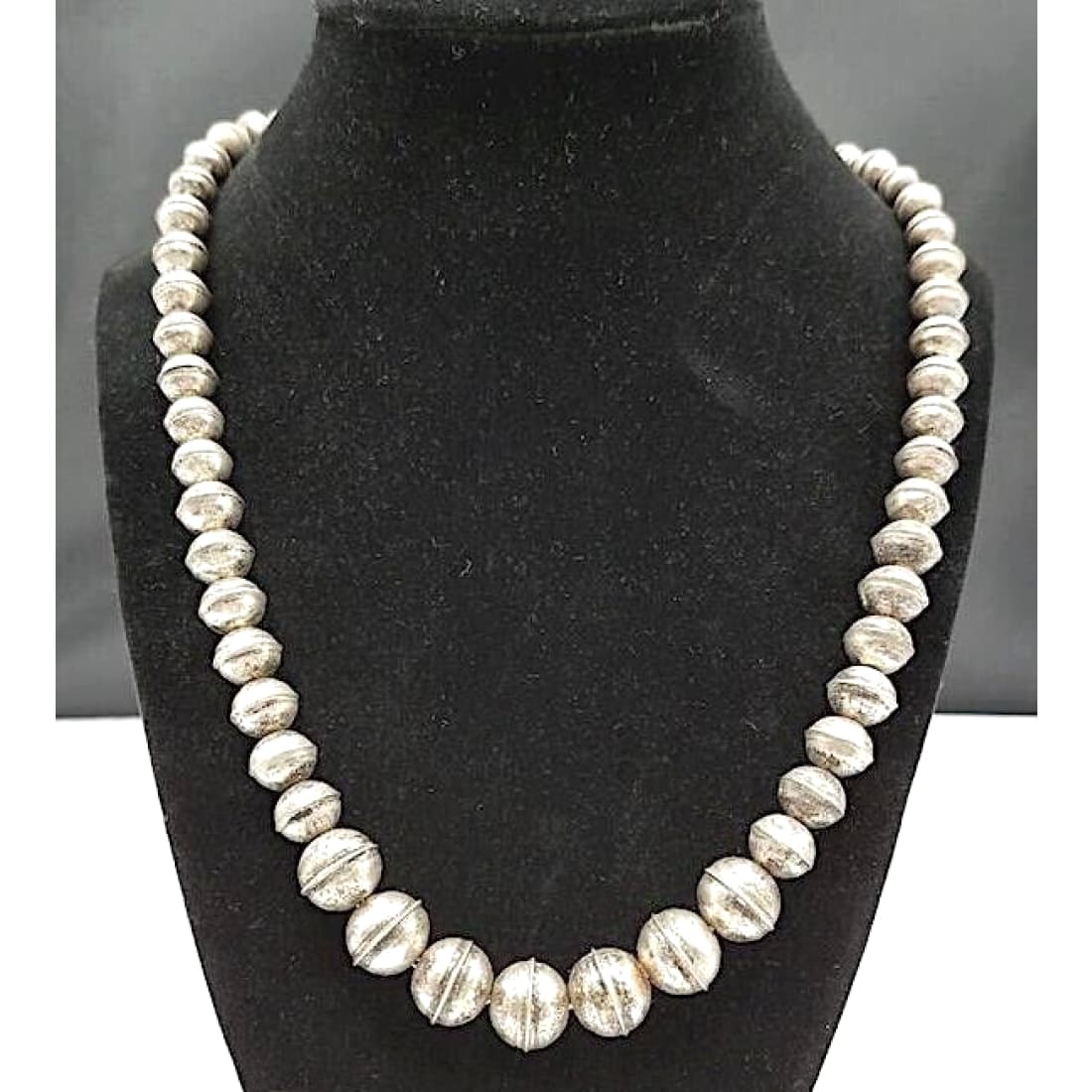 Old Pawn Navajo Pearls Necklace Graduated Beads Sterling