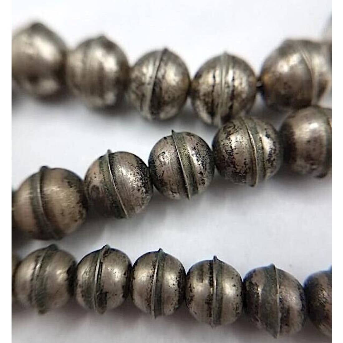 Old Pawn Navajo Pearls Necklace Graduated Beads Sterling