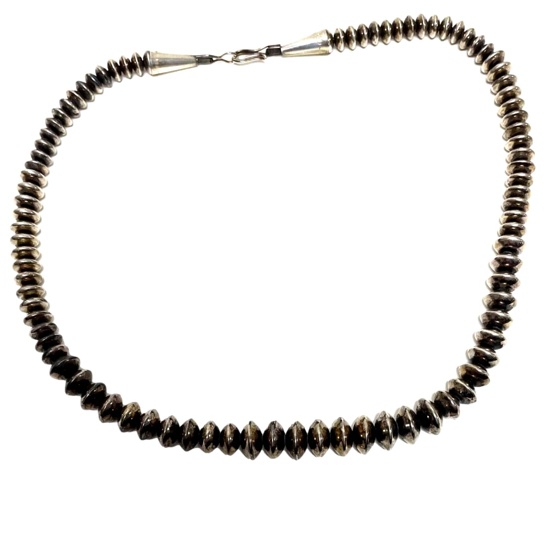 Old Pawn Navajo Pearls Necklace Saucer Beads Sterling Silver