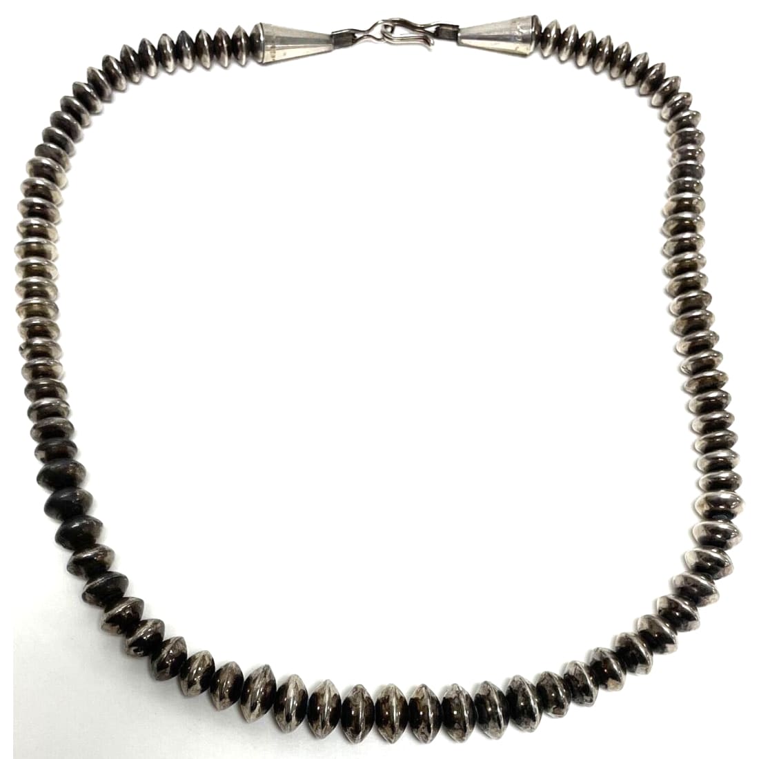 Old Pawn Navajo Pearls Necklace Saucer Beads Sterling Silver