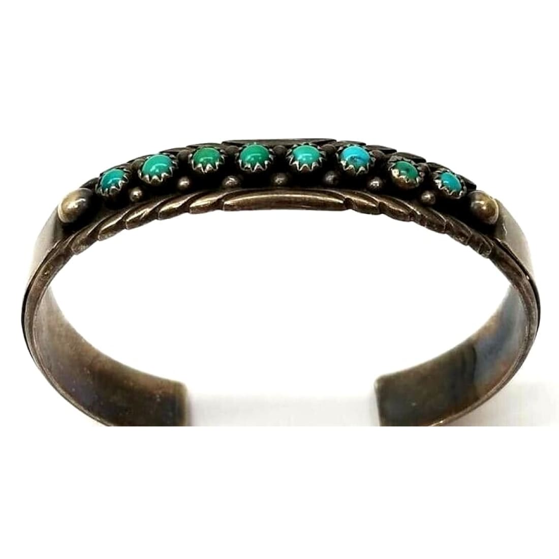 Old Pawn Navajo Snake Eye Turquoise Stacker Cuff Bracelet