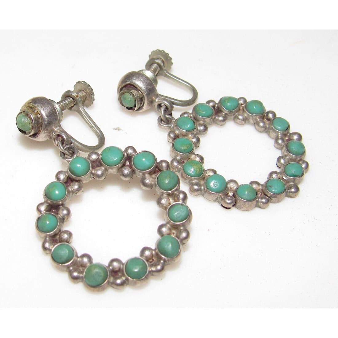 Old Pawn Navajo Snake Eye Turquoise Sterling Silver Screw