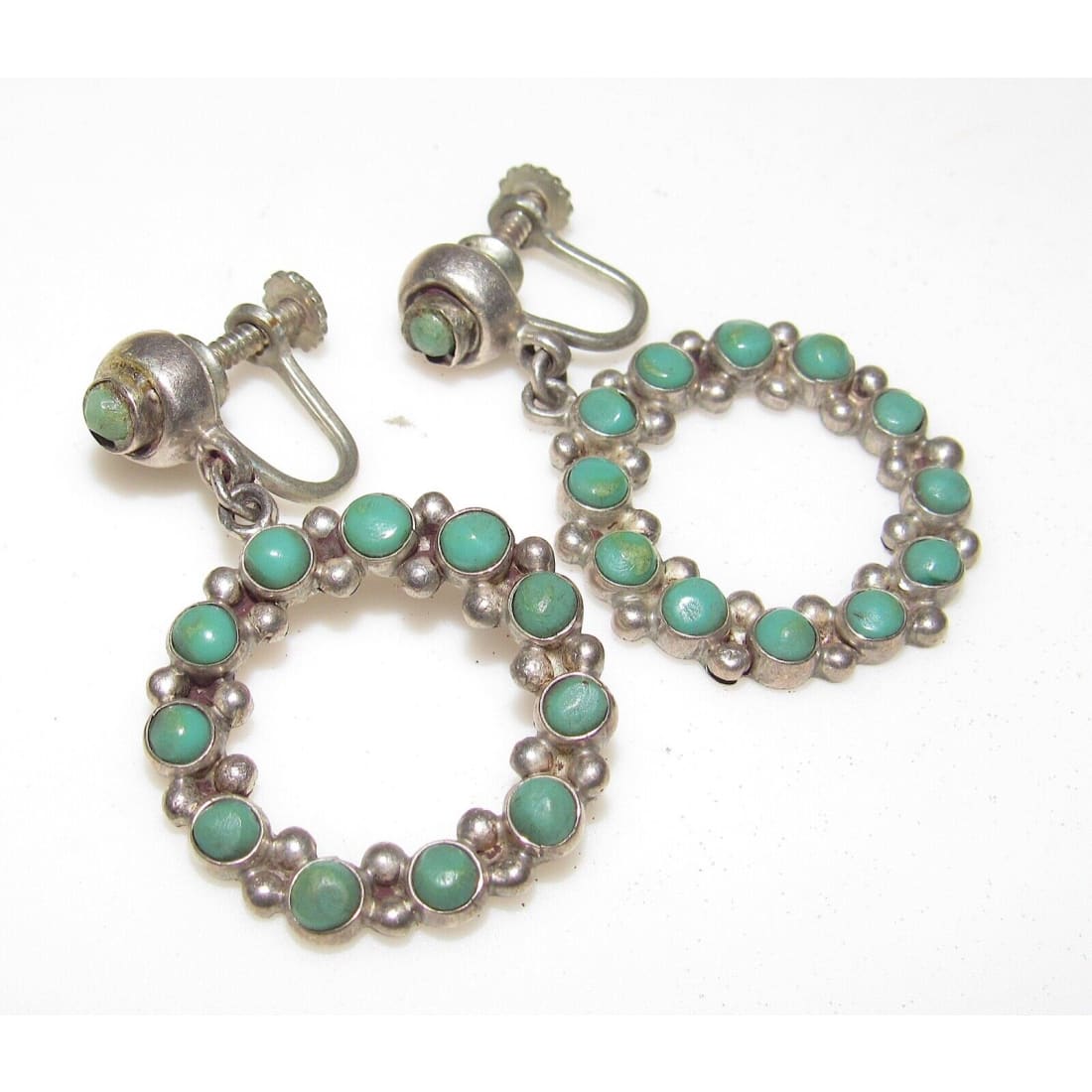Old Pawn Navajo Snake Eye Turquoise Sterling Silver Screw