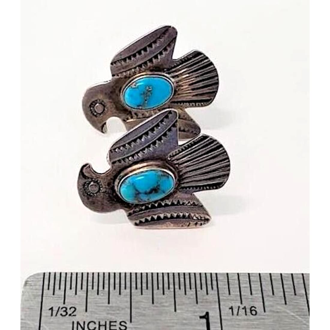 Old Pawn Navajo Thunderbird Scewback Earrings Sterling