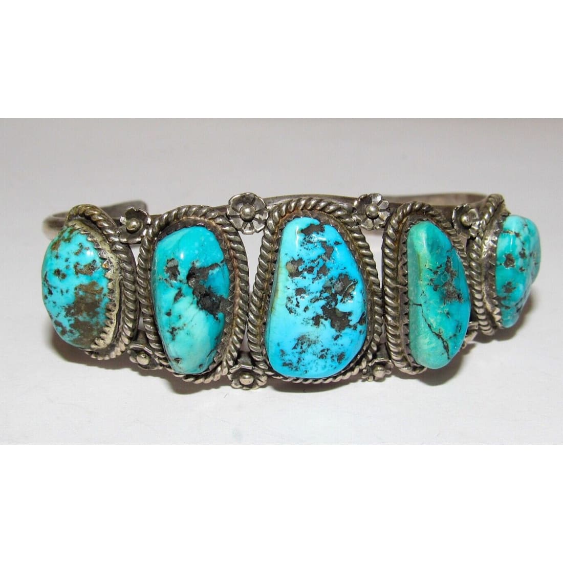 Old Pawn Navajo Turquoise Cuff Bracelet Sterling Silver