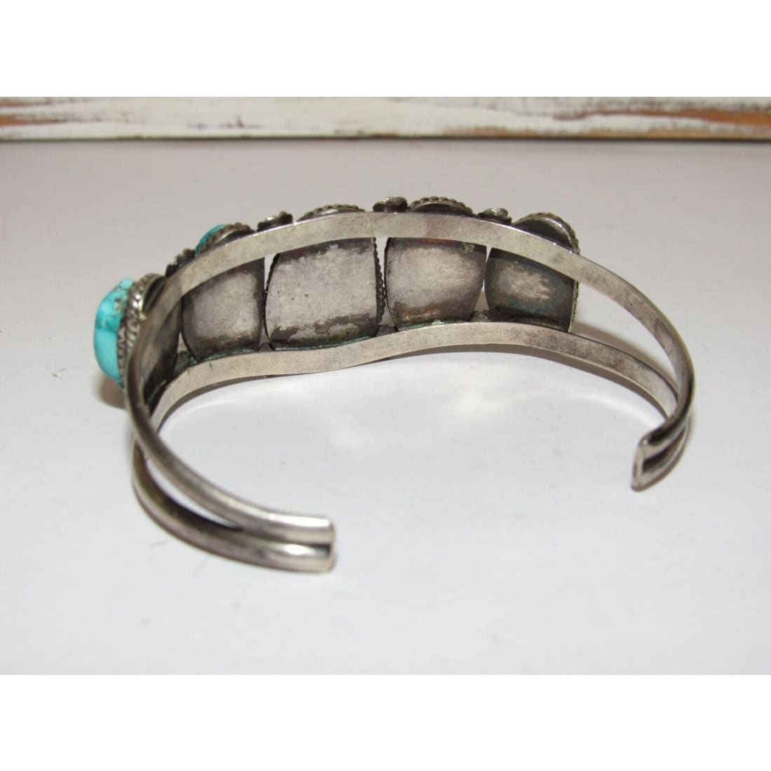 Old Pawn Navajo Turquoise Cuff Bracelet Sterling Silver