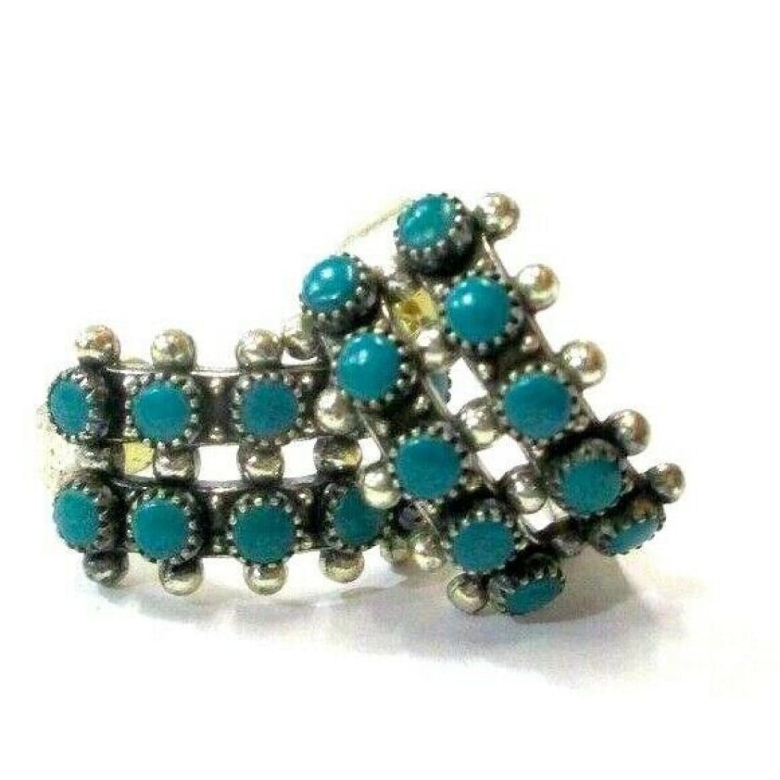 Old Pawn Zuni Snake Eye Turquoise Sterling Silver Screw Back