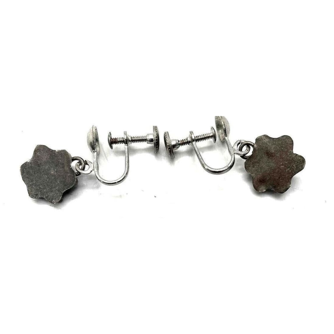 Old Pawn Zuni Turquoise Cluster Sterling Silver Screw Back Earrings Native American